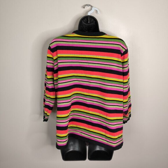 Jones New York Beach Coastal Nautical Preppy Old Money Striped Cardigan 1X - Picture 2 of 7